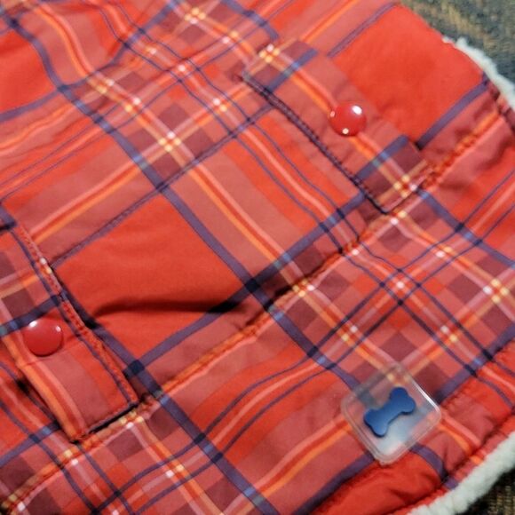 Wag-A-Tude Red Plaid Lined Dog Jacket- Size M - Picture 5 of 7
